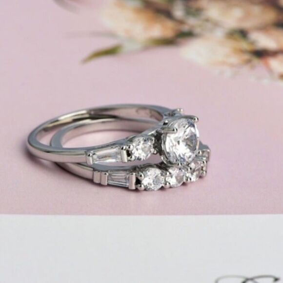 -The WithThese Rings 925 Silver Ring W/White Sapphire Set sz 6 - Picture 7 of 9